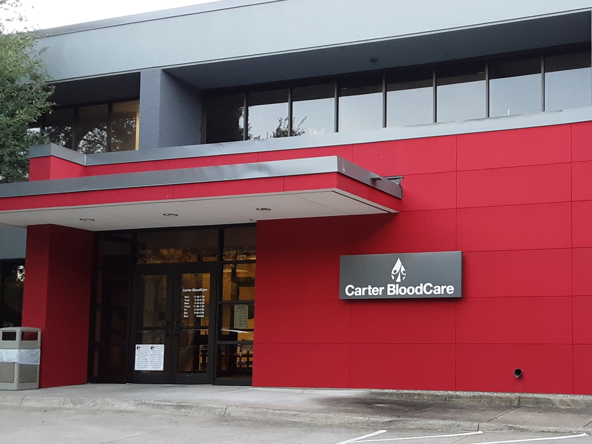 Carter BloodCare Entrance and sign