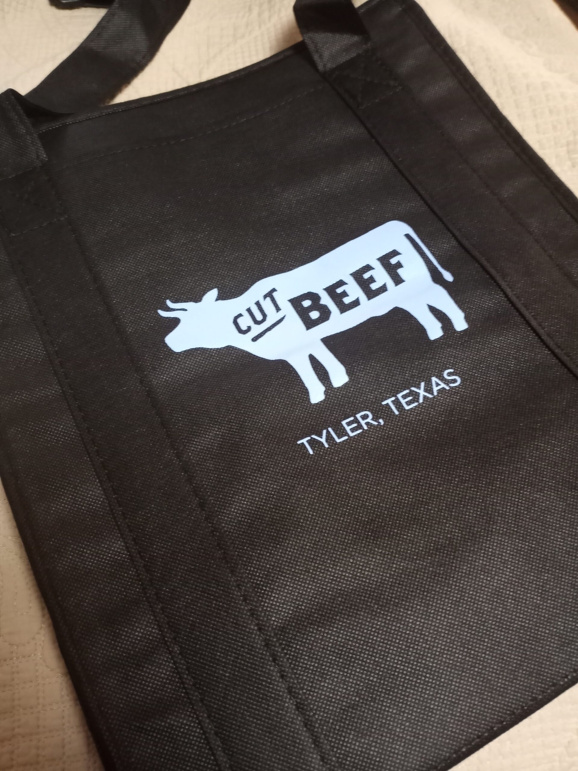 Cut Beef, Tyler, Texas, insulated shopping bag.